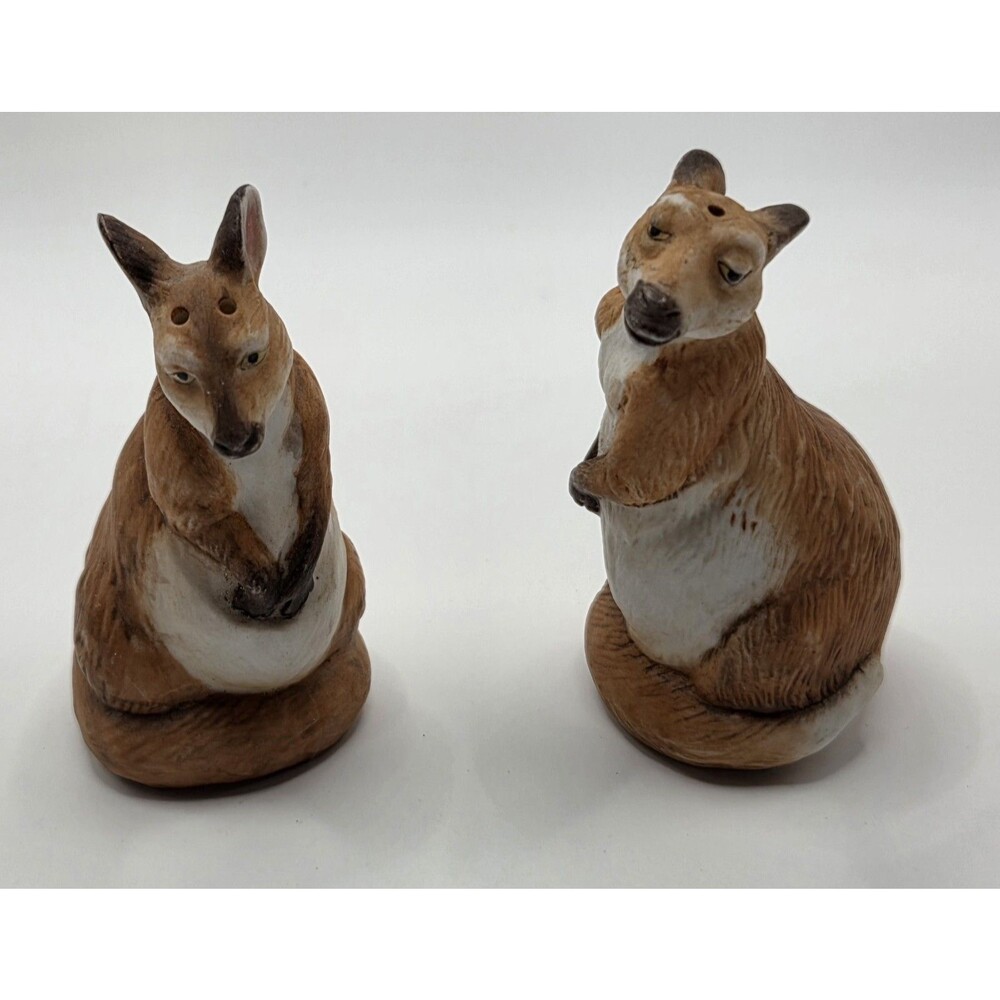VTG 1989 Franklin Mint "Two By Two" Noah's Ark Kangaroos Salt & Pepper Shakers